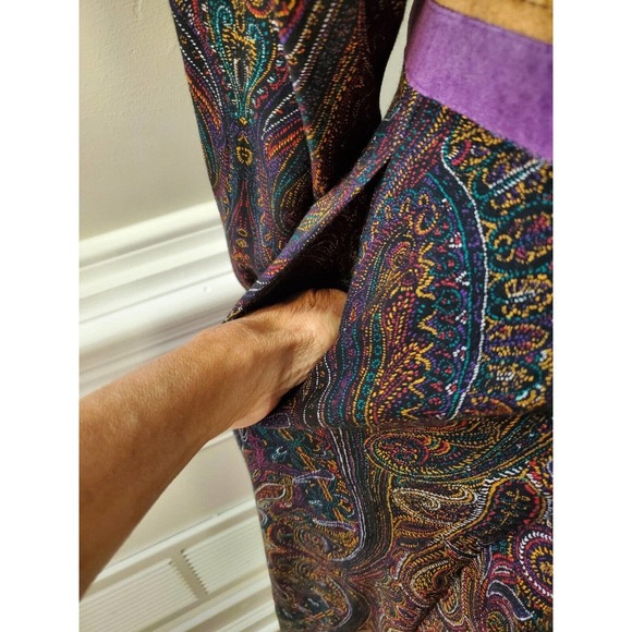 Vintage Joan Sparks for Daniel Barrett Paisley Wool Midi Dress Small - Picture 9 of 15